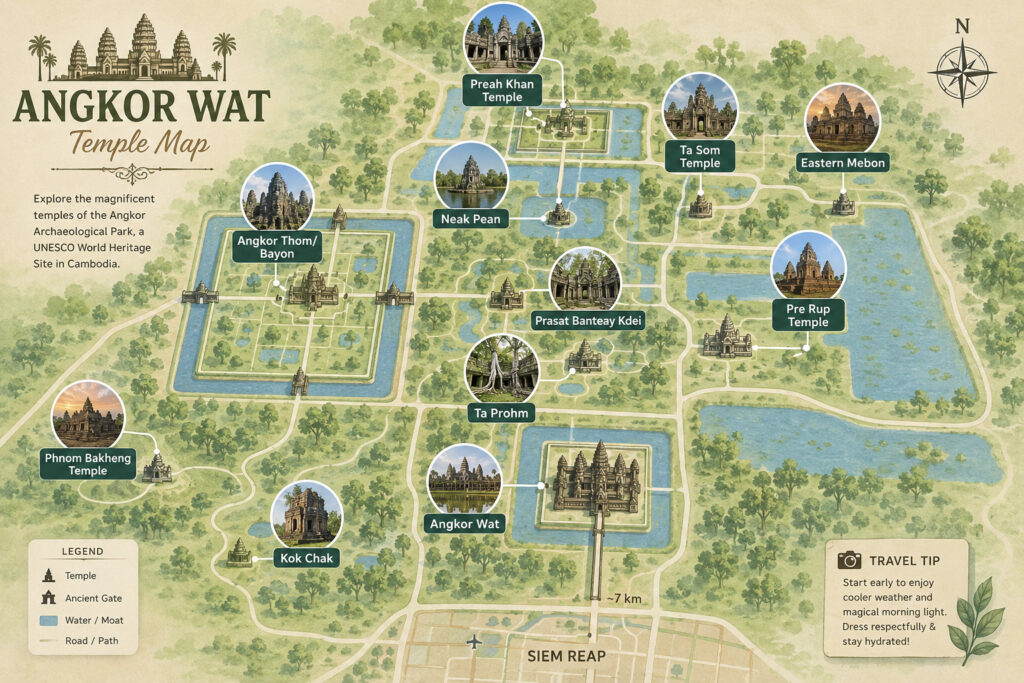 Cambodia's Best: Koh Rong & Angkor Wat Angkor Wat Temple Map