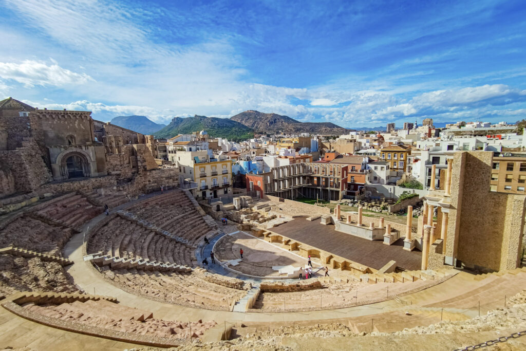 Ancient Roman Theatre of Cartagena overlooking the city