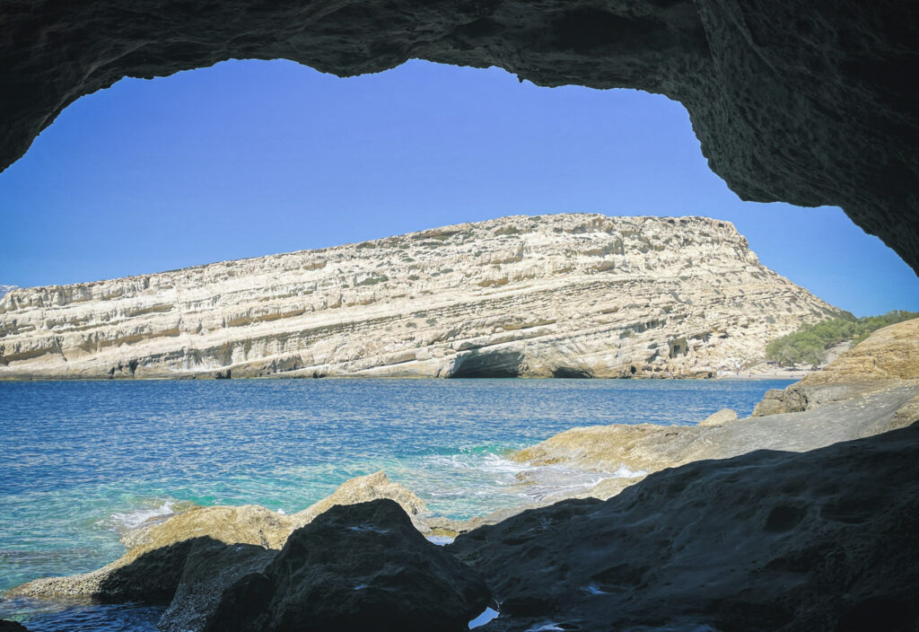 Best 10 Beaches in Crete, Greece View from inside the ancient caves at Matala Beach, Crete