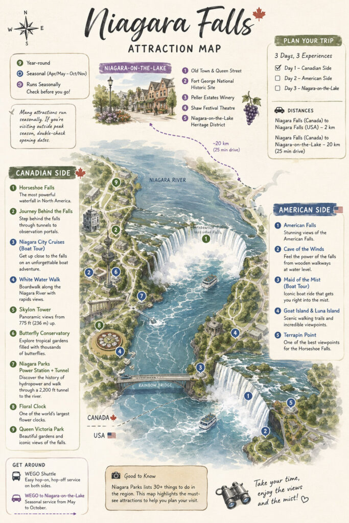 Toronto & Niagara Falls niagara falls map