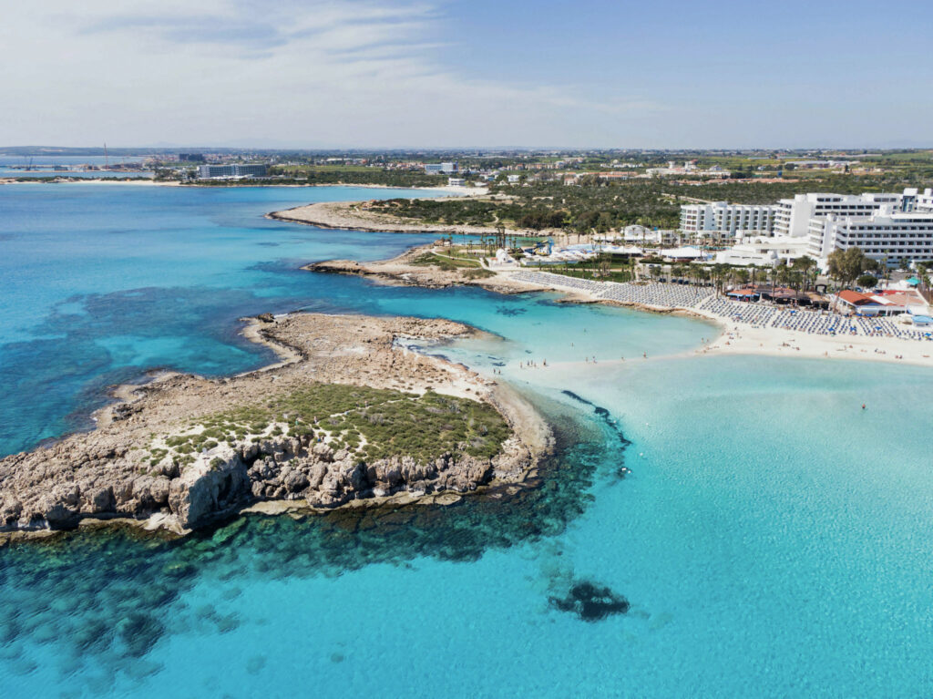 10 Trendy Beaches in Europe for 2026 Nissi Beach's sandbar-connected island in Ayia Napa, Cyprus