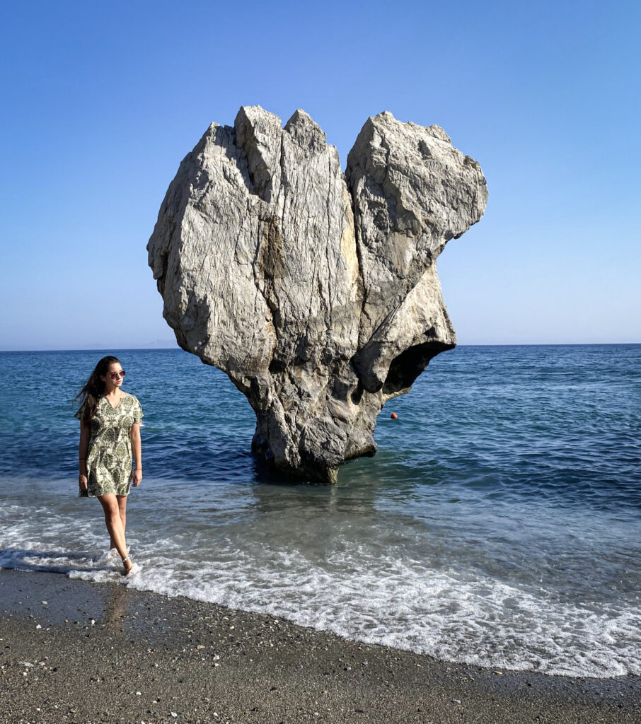 Best 10 Beaches in Crete, Greece Walking beside the large rock formation at Preveli Beach, Crete
