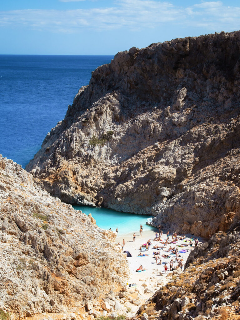 Best 10 Beaches in Crete, Greece Turquoise cove hidden within rocky cliffs at Seitan Limania Beach, Crete