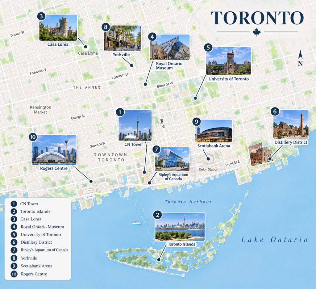 Top 10 Things to Do in Toronto toronto map