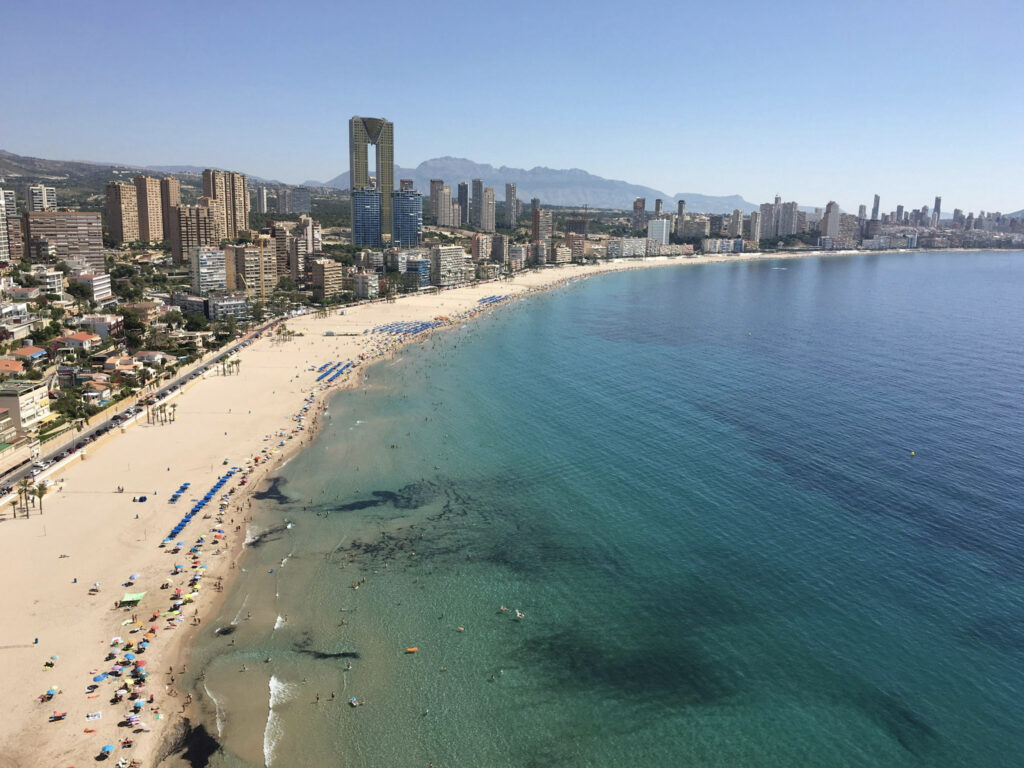 Benidorm skyline with high-rise buildings along the beach