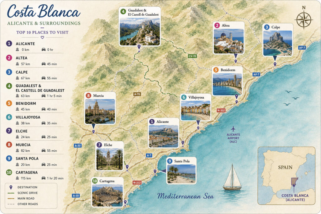 Costa Blanca, Alicante map