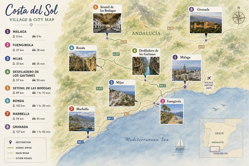 Málaga & Costa del Sol: Where to Go map malaga
