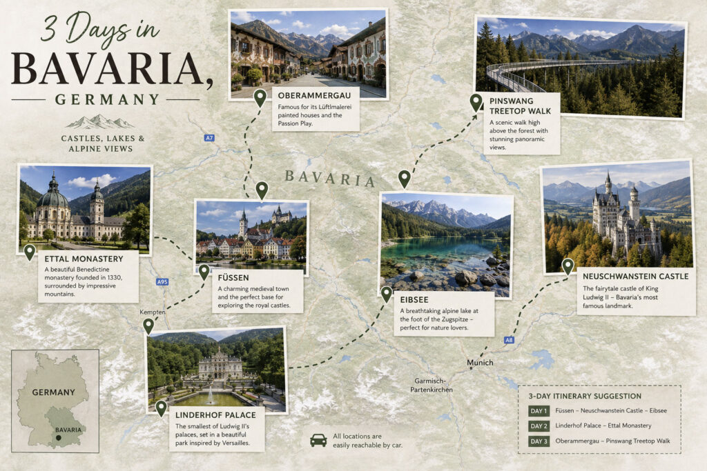 3 Days in Bavaria, Germany bavaria map