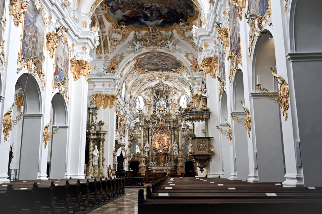 3 Days in Bavaria, Germany Ornate Baroque interior of the Alte Kapelle Basilica of the Nativity of Our Lady in Regensburg Germany