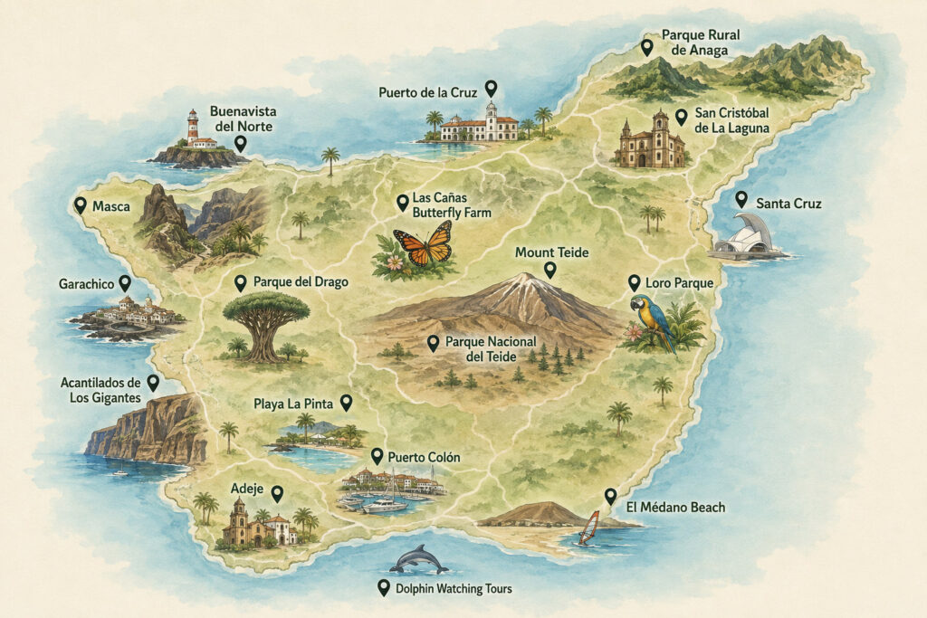 Top 10 Things to Do in Tenerife tenerife map