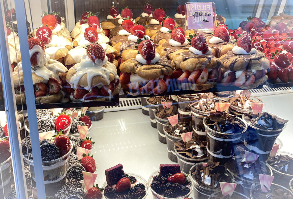 3 Days in Istanbul, Turkey Strawberry pastries and chocolate desserts in an Istanbul bakery display