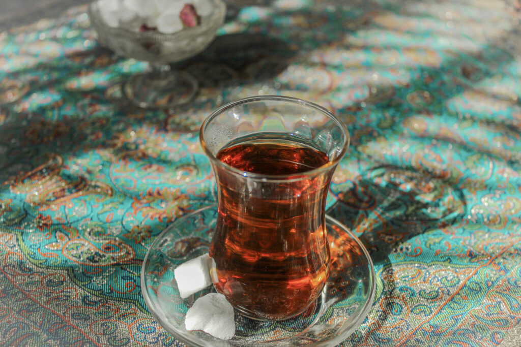 3 Days in Istanbul, Turkey Turkish tea served in a tulip-shaped glass with sugar cubes, Istanbul