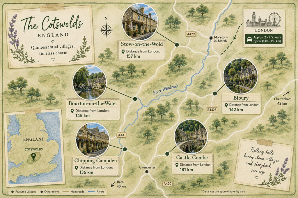 Top 5 Villages in the Cotswolds cotswolds villages map