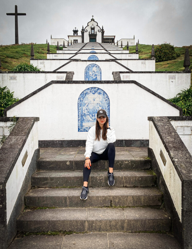 Top Things to Do in São Miguel, Azores Visiting the famous Nuestra Señora de la Paz hillside church viewpoint during a São Miguel road trip.