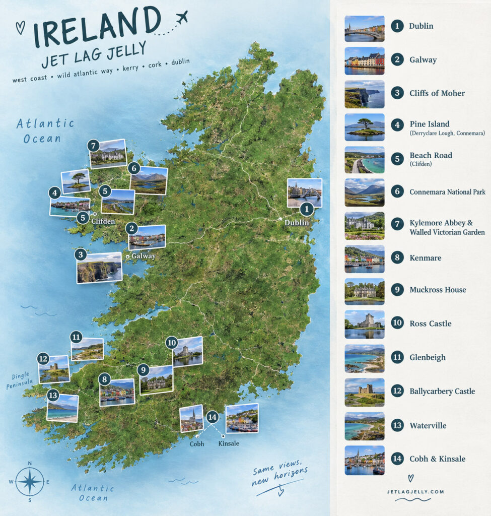 Best Attractions in Ireland ireland jetlagjelly map