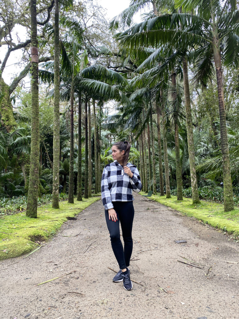 Top Things to Do in São Miguel, Azores Walking down a majestic avenue of tall palm trees in a lush tropical botanical garden.